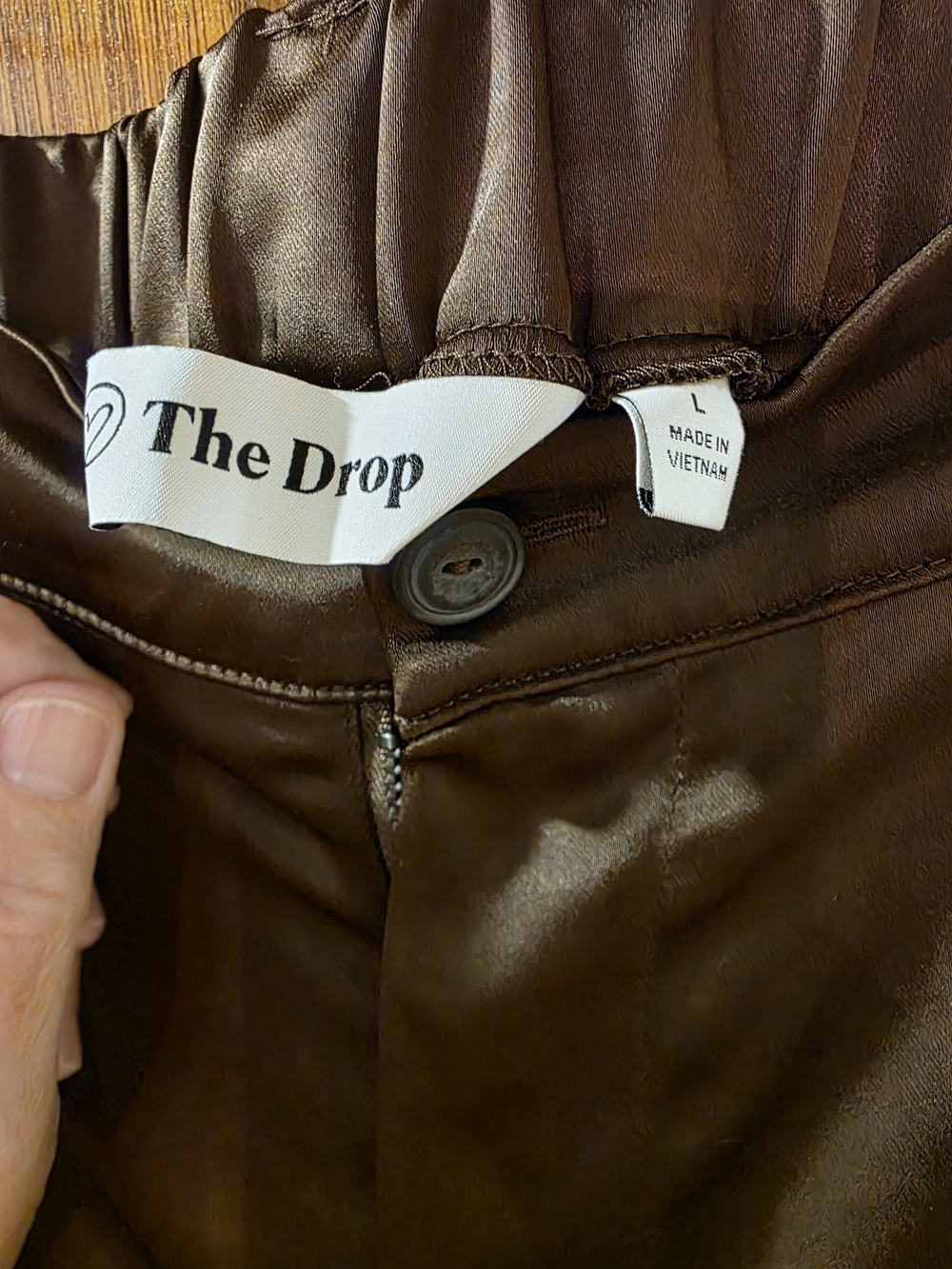 Brown Satin Cargo Pants
